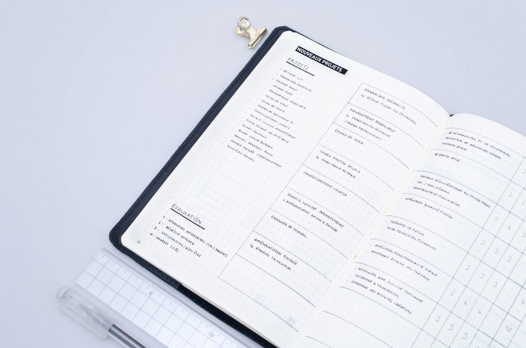project management in a bullet journal, starting new projects, project kick off